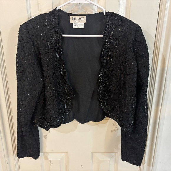 Vintage sequin glitter sparkle jacket black long sleeve - Picture 8 of 11